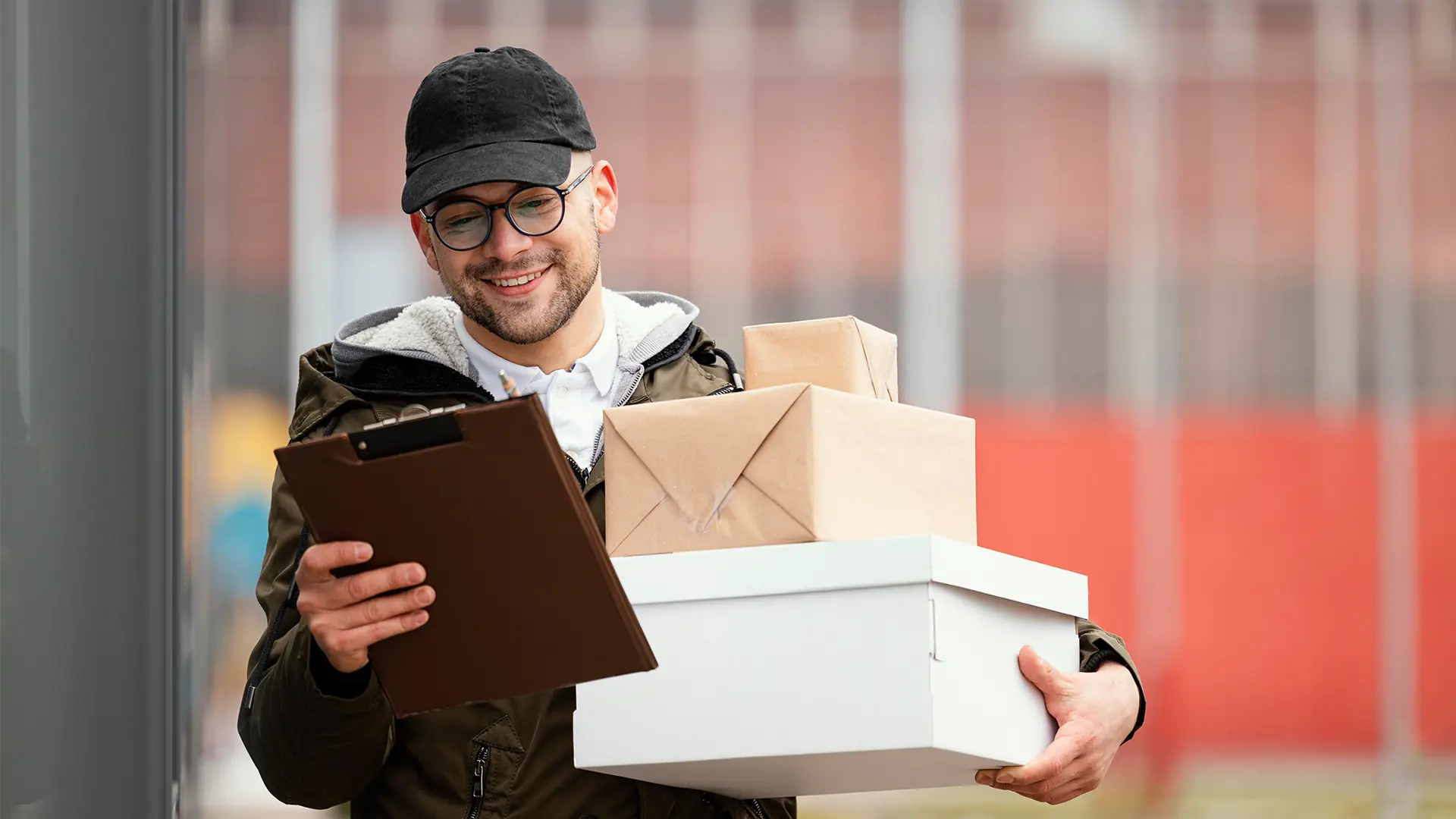 Courier carrying office documents
